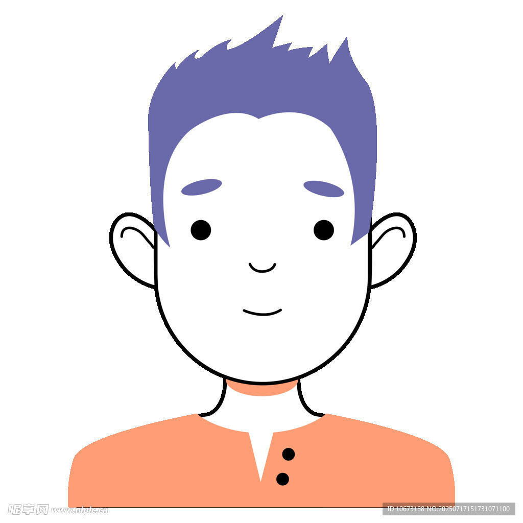紫色头发的橙色上衣男子