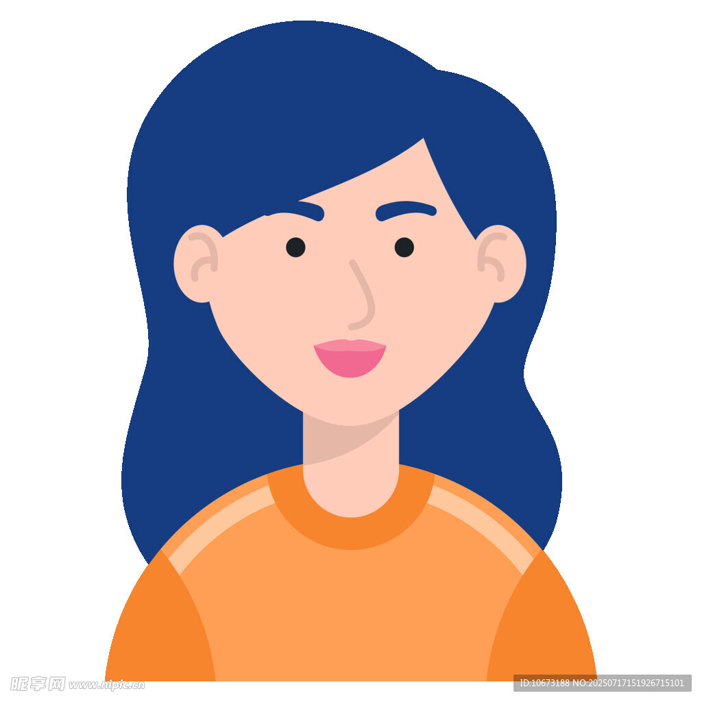 蓝发女子穿橙色上衣头像