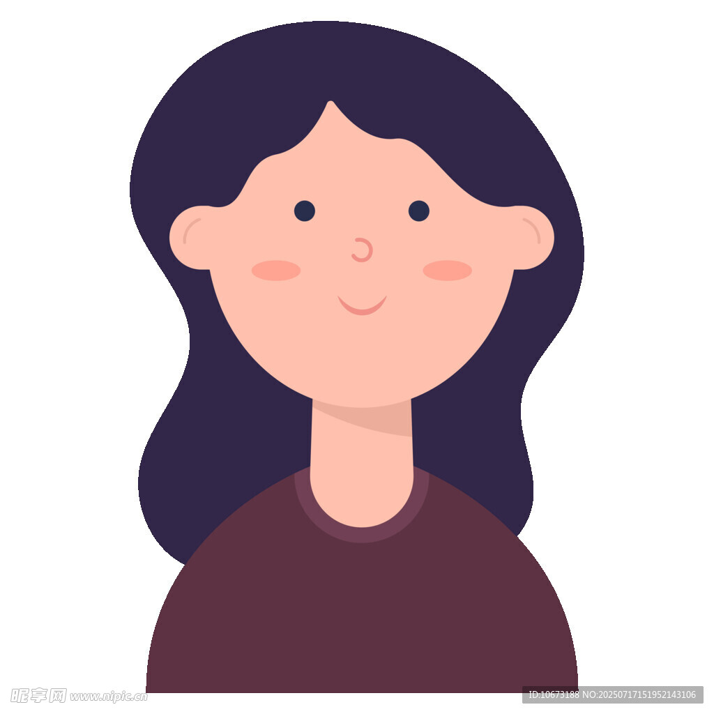 微笑长发女性头像