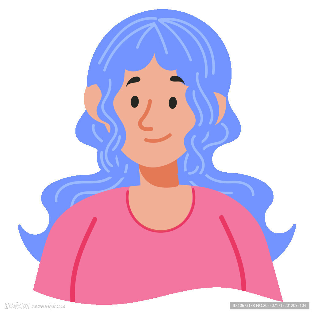 蓝发微笑女士形象