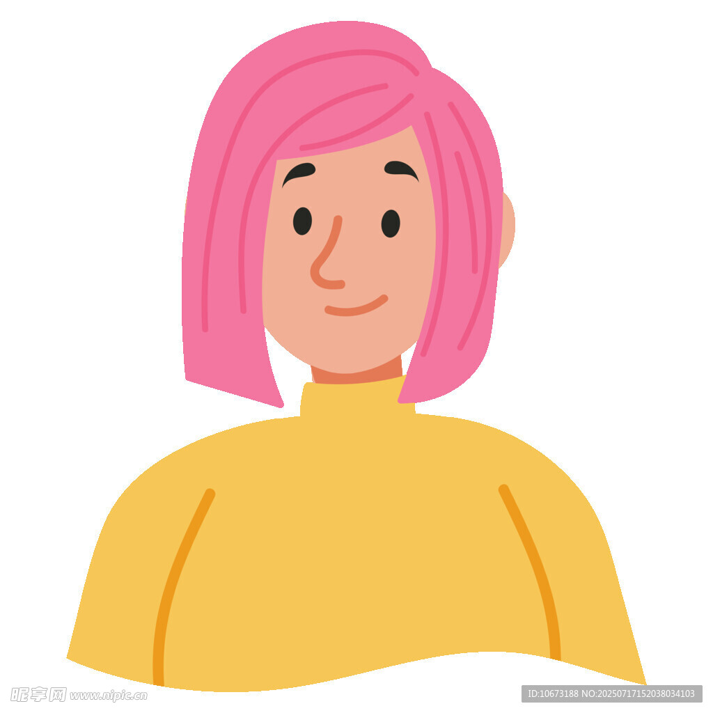 粉色头发的黄色上衣女孩