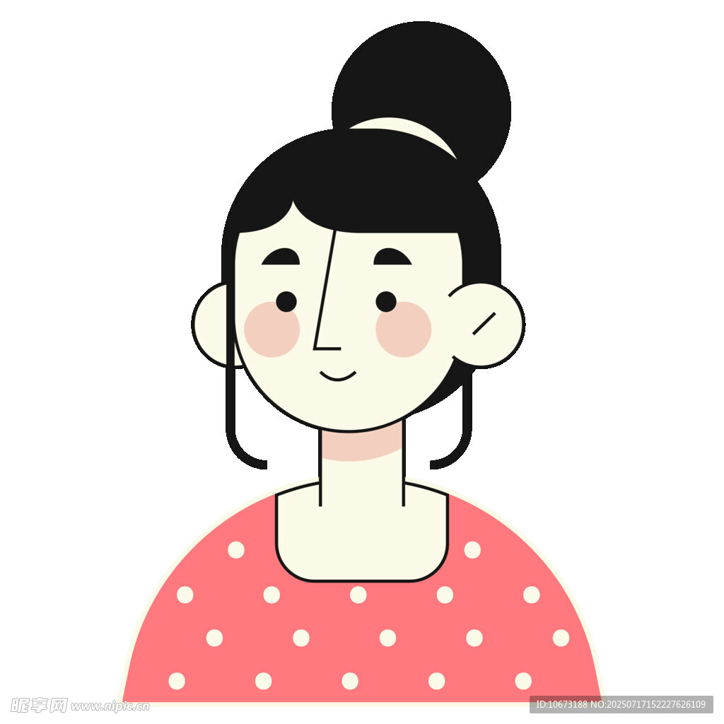 扎发髻的波点上衣女孩