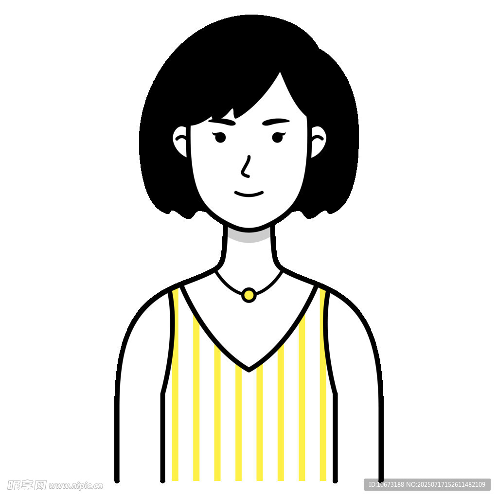 穿条纹背心的短发女性