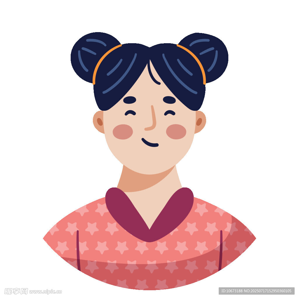扎双髻穿和服的可爱女孩