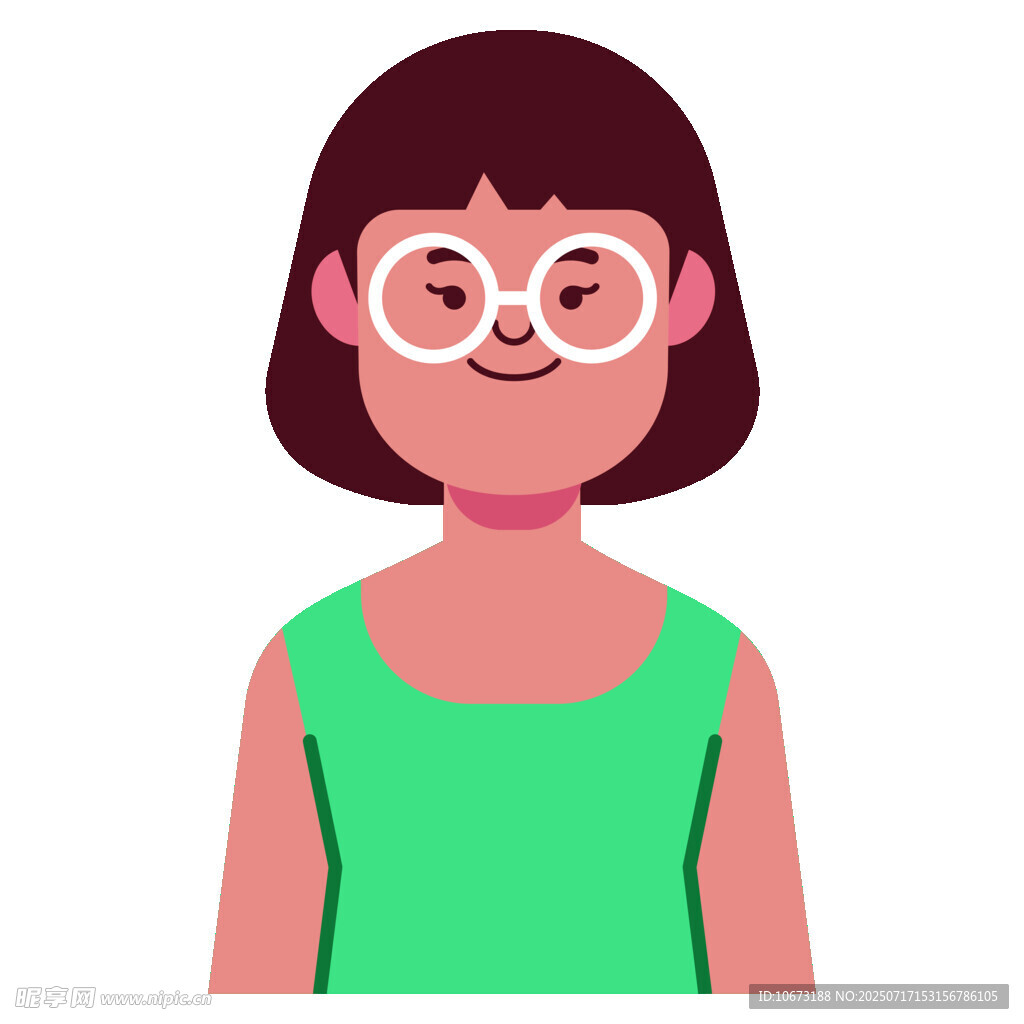 戴眼镜的绿衣短发女孩