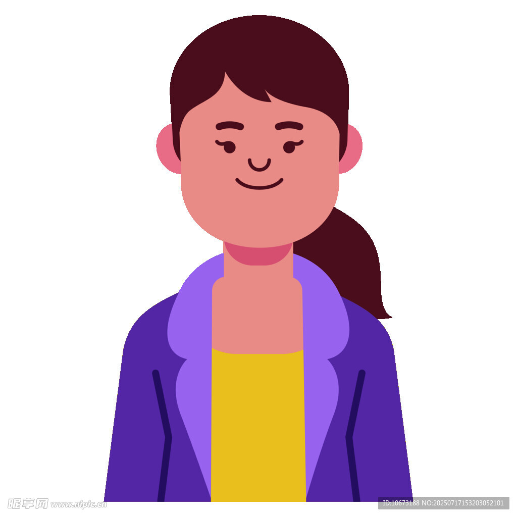 微笑的扎马尾紫衣女士
