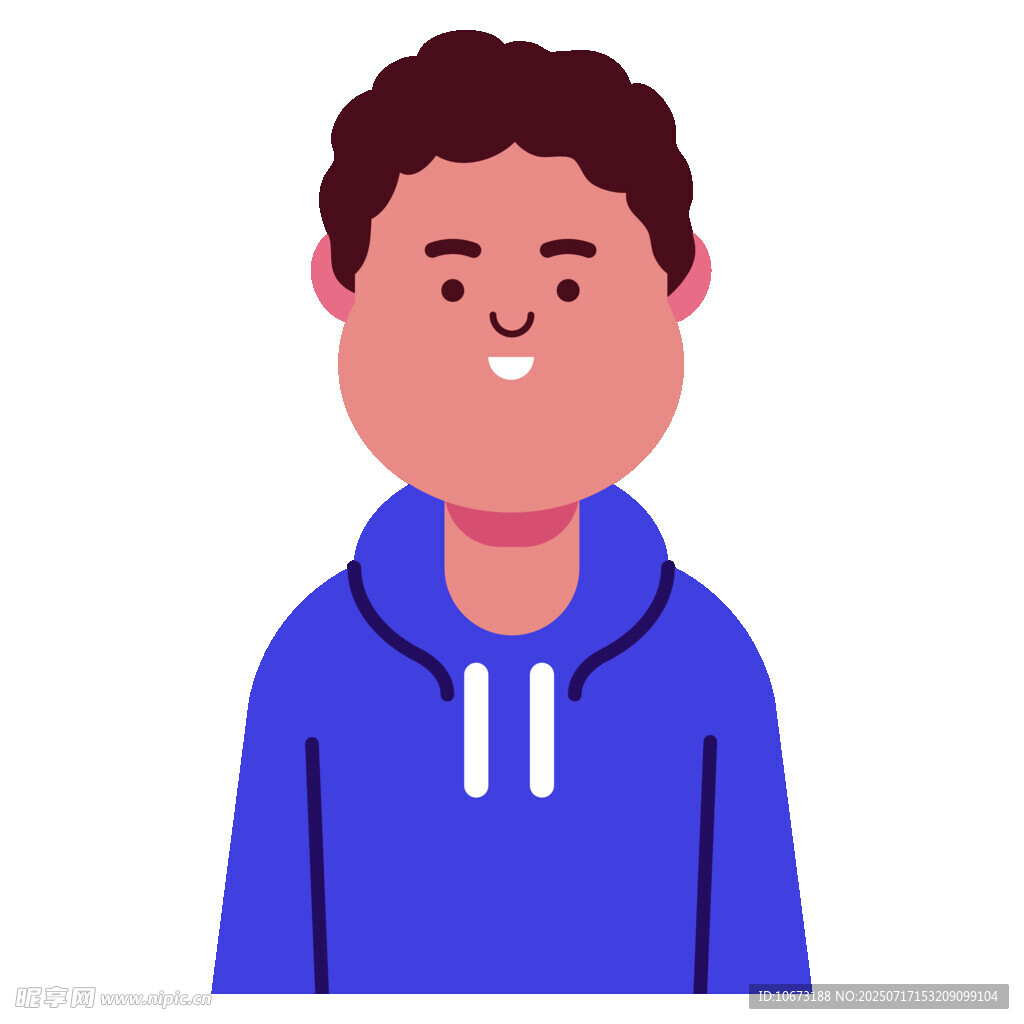 穿蓝色连帽衫的微笑男子