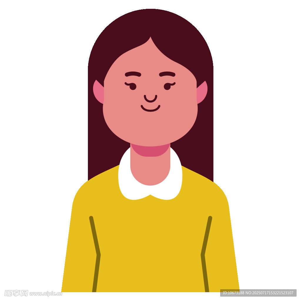 穿黄衣微笑的长发女孩
