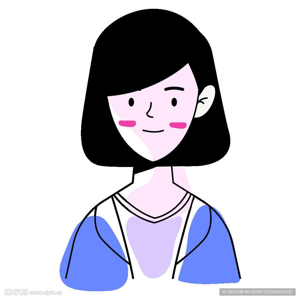 短发微笑女孩形象