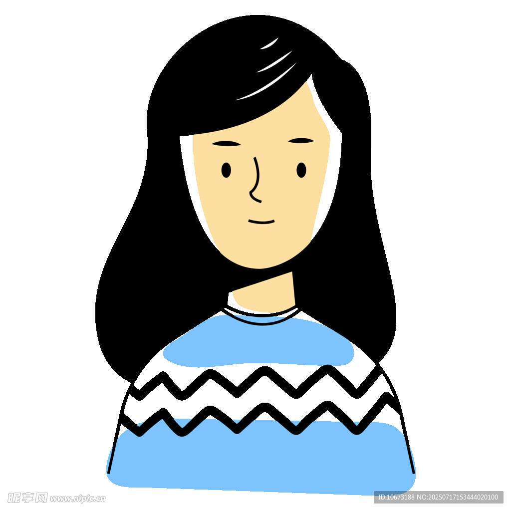 穿条纹毛衣的长发女孩