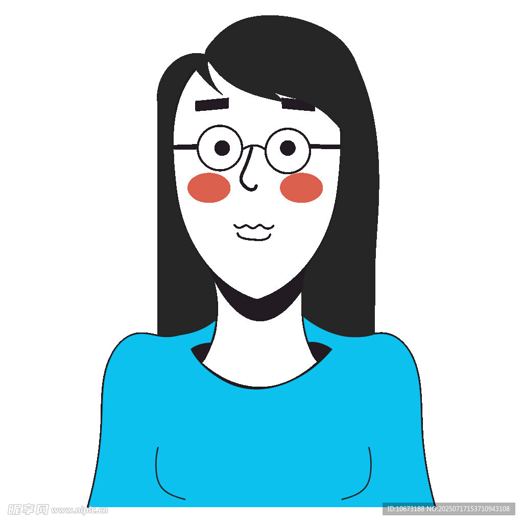 戴眼镜的微笑蓝衣女士