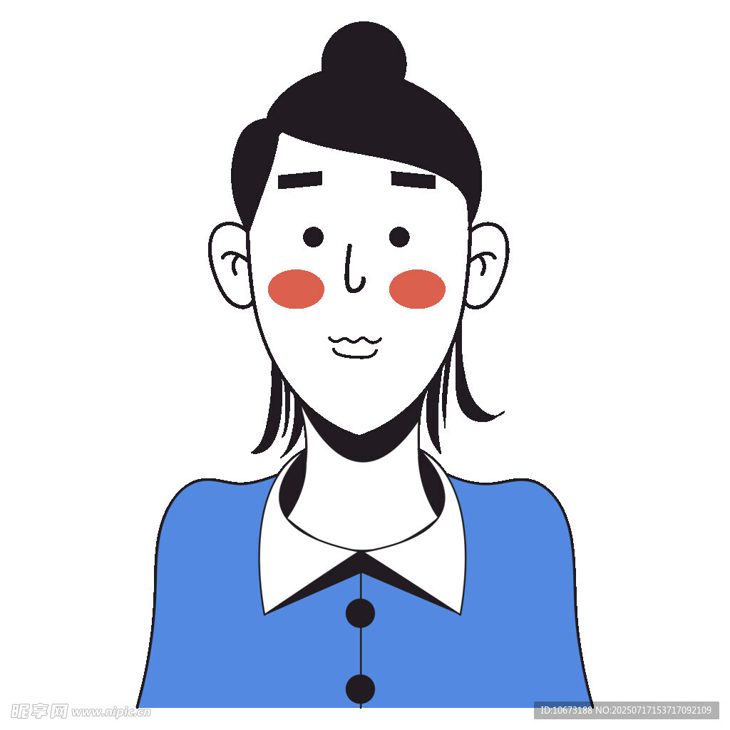 微笑蓝衣女士卡通形象
