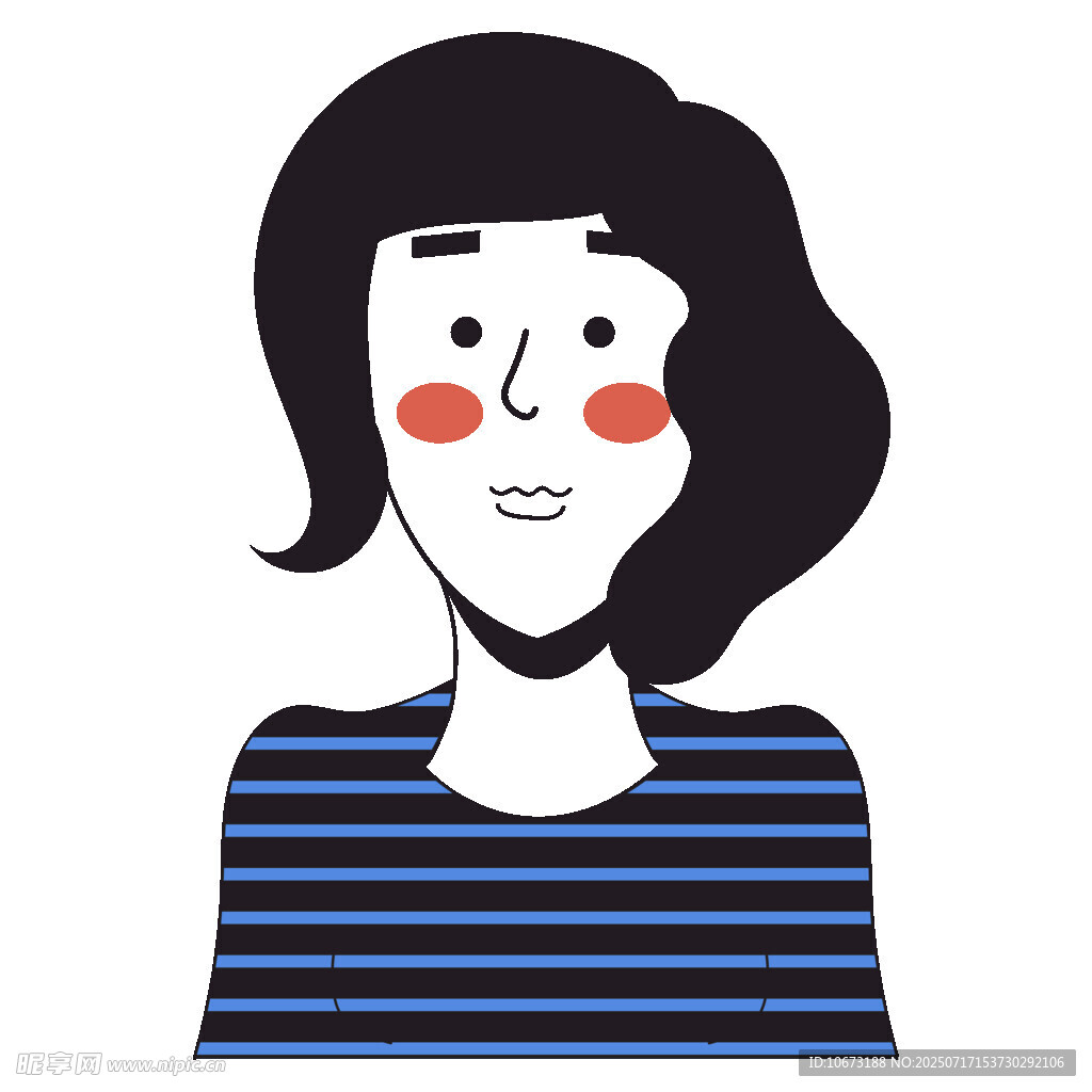 条纹上衣的微笑女性