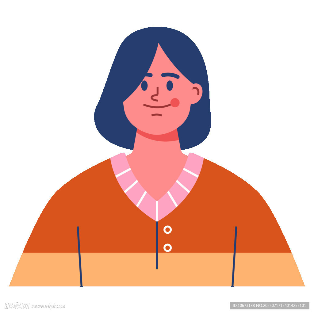 微笑女士的简约插画形象