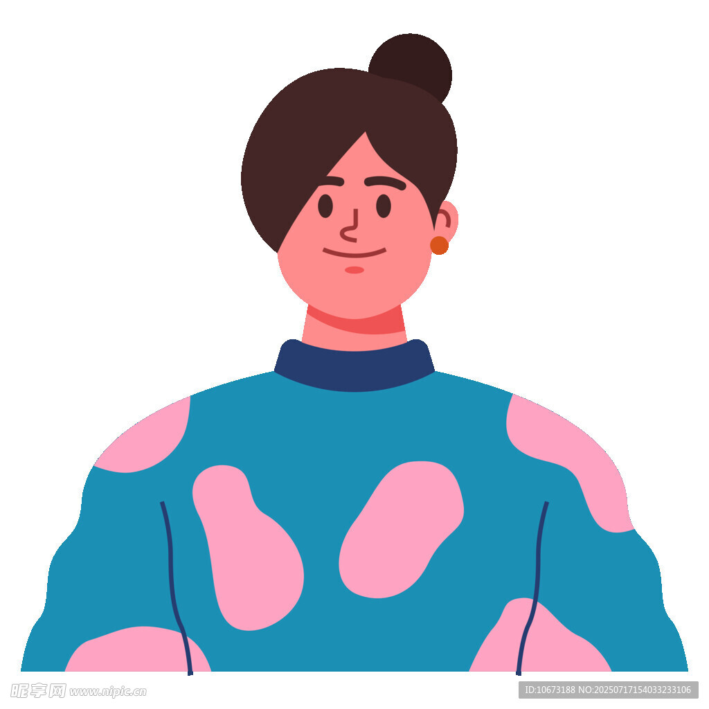 穿波点上衣的微笑女士