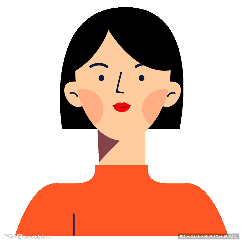 短发红衣女性头像