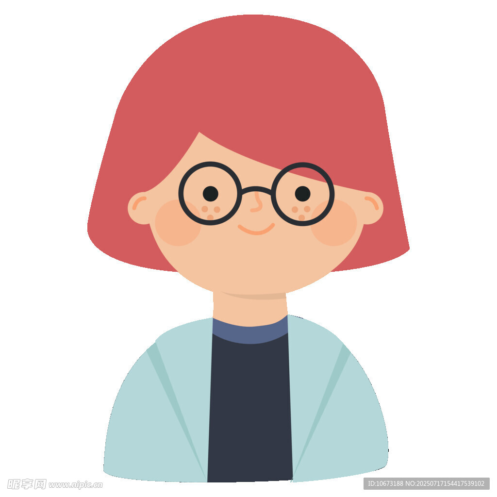 戴眼镜的短发女性形象