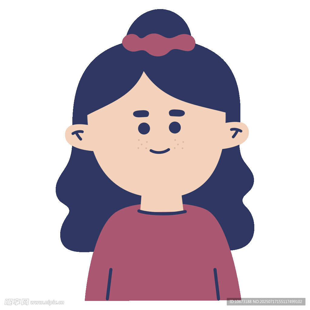 微笑的长发女孩头像