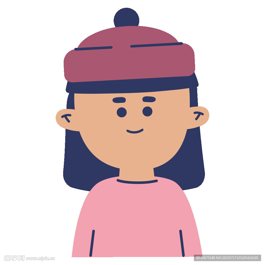 戴帽微笑的粉色上衣女孩