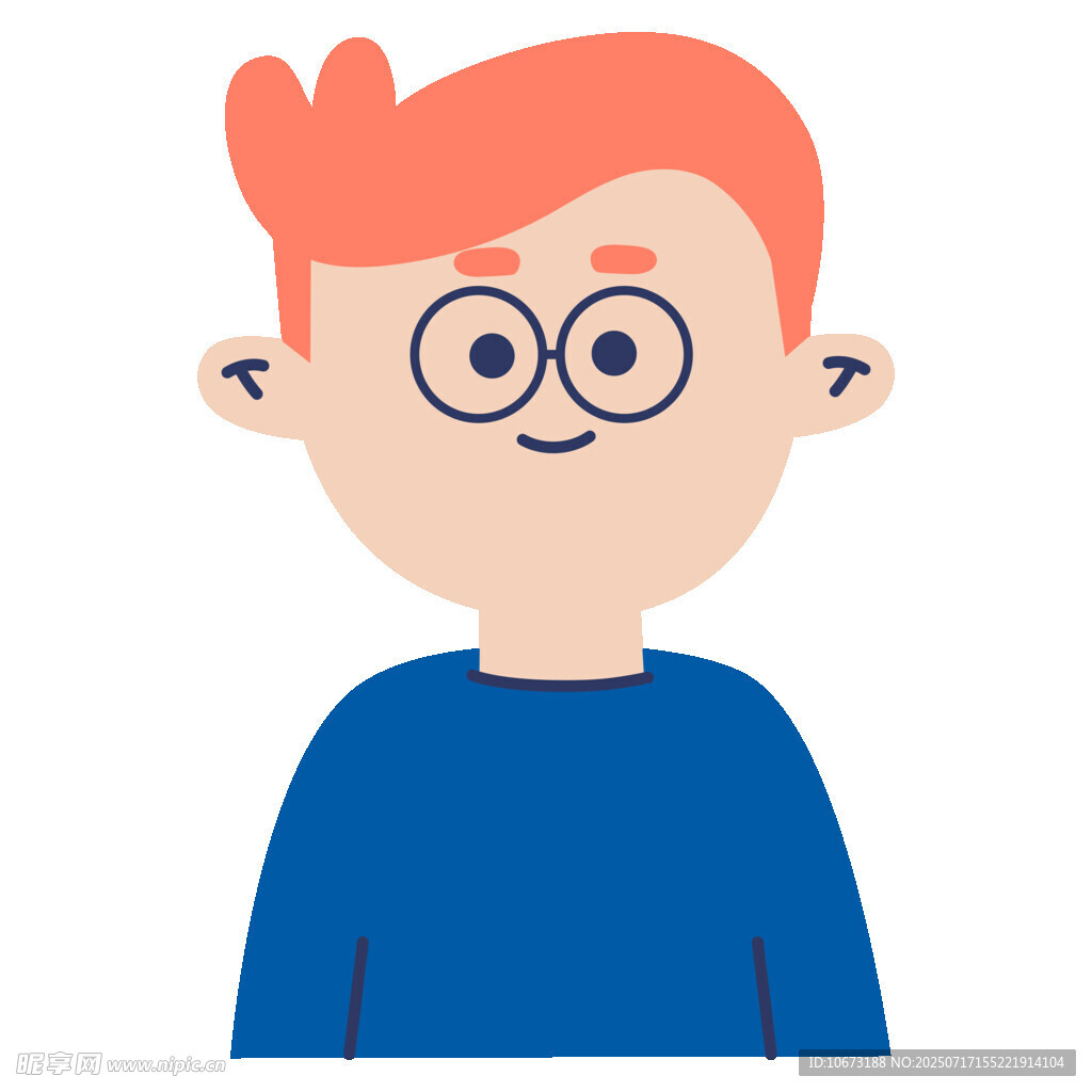 戴眼镜的红发蓝衣男孩