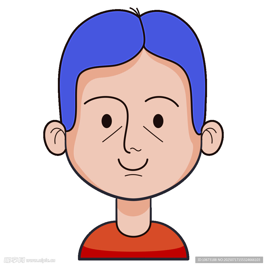蓝发红衣卡通男孩头像