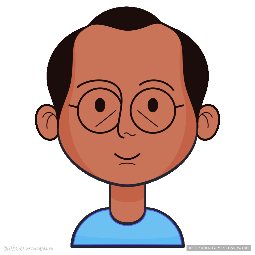 戴眼镜微笑的卡通男子