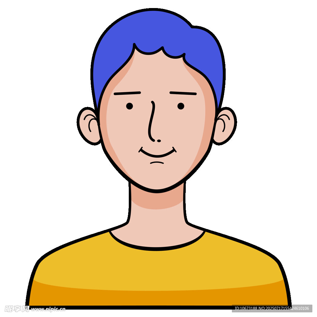 蓝发黄衣微笑男子头像