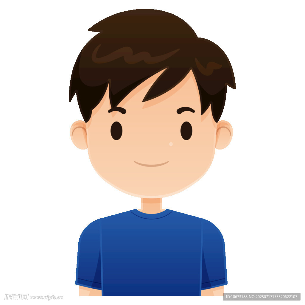 穿蓝T恤的微笑男孩