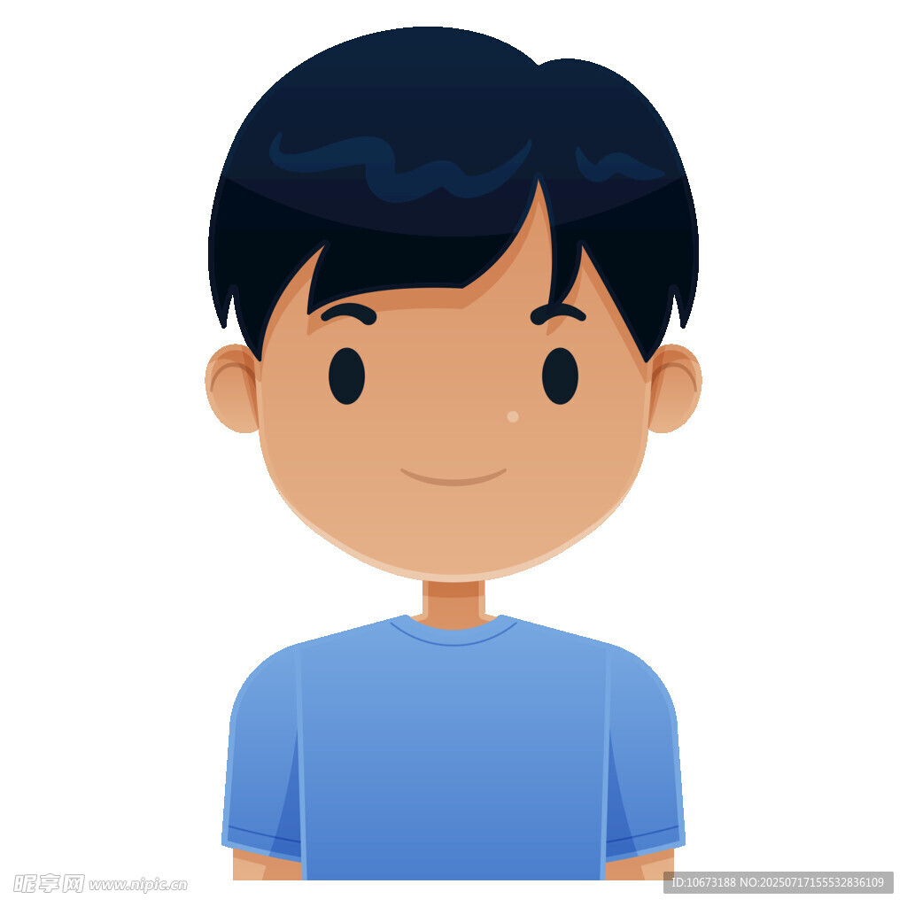 穿蓝T恤的微笑男孩