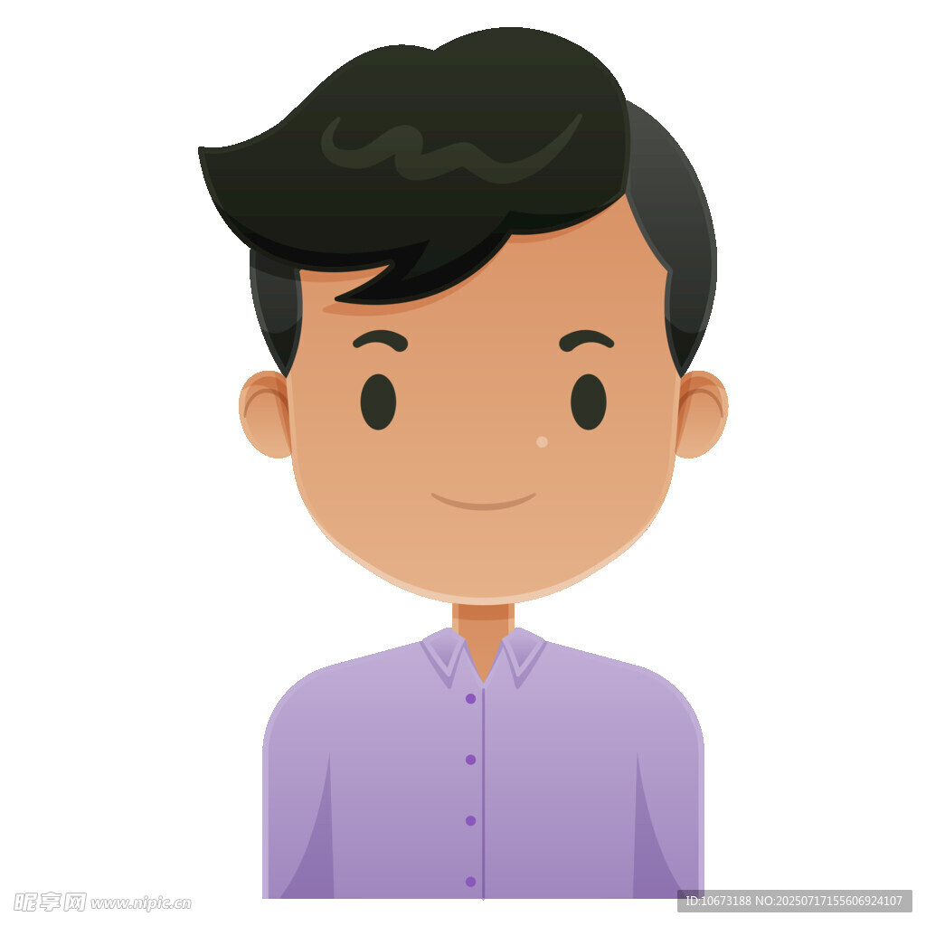 穿紫色上衣的卡通男孩