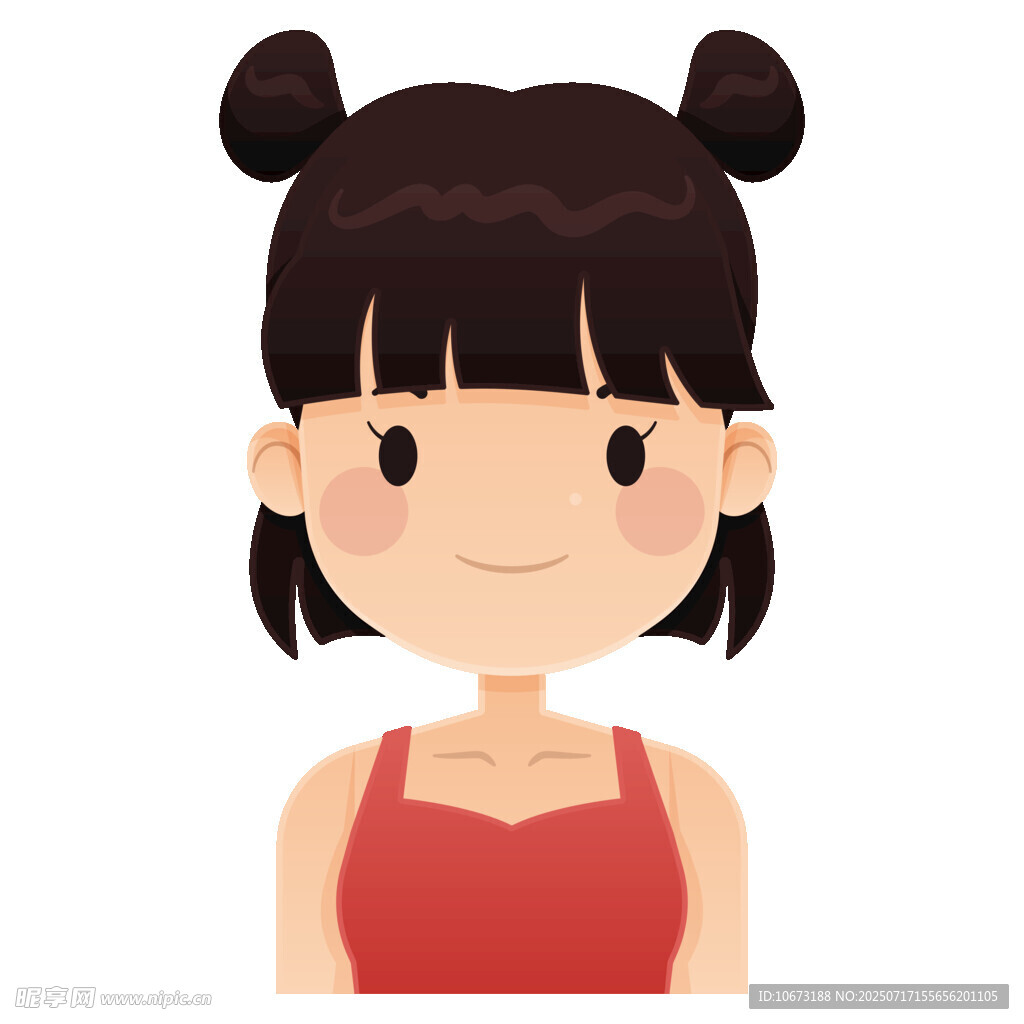 扎双丸子头的红衣女孩