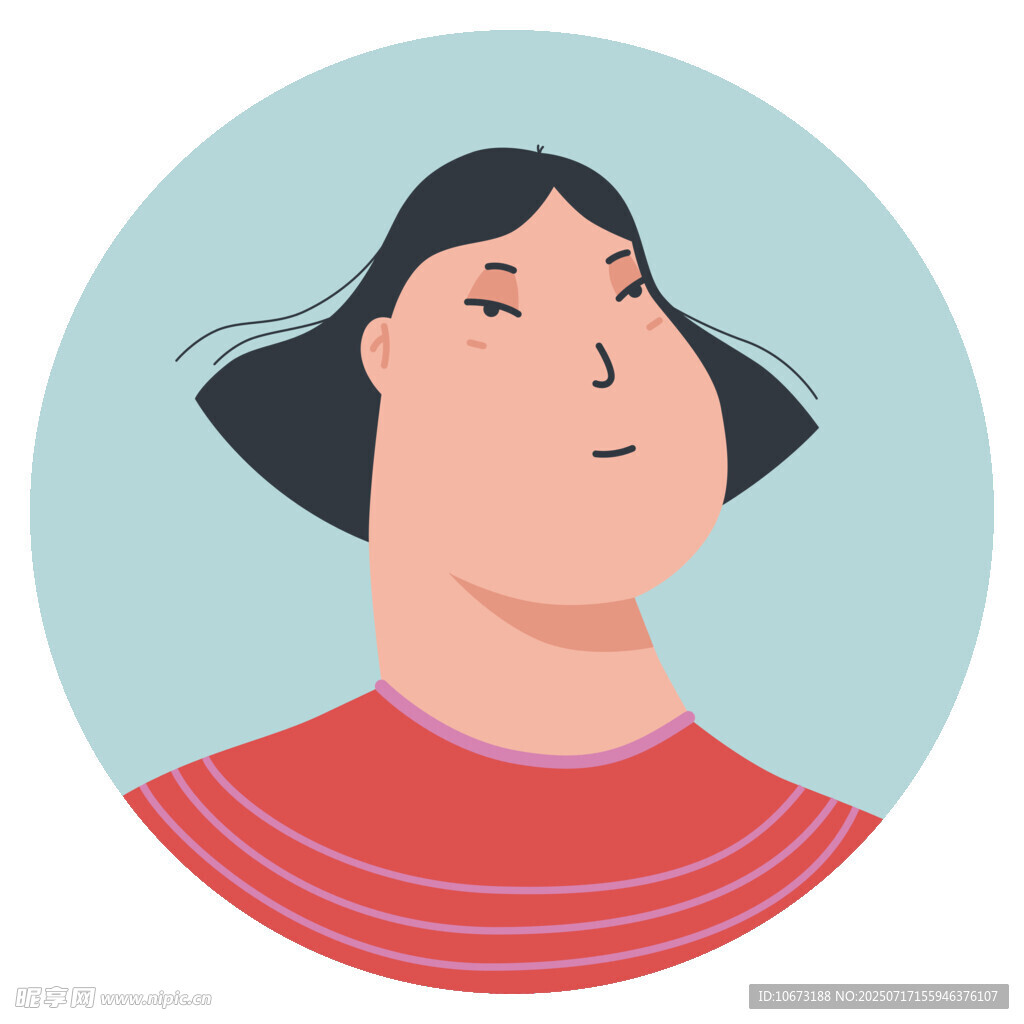 短发红衣女性头像