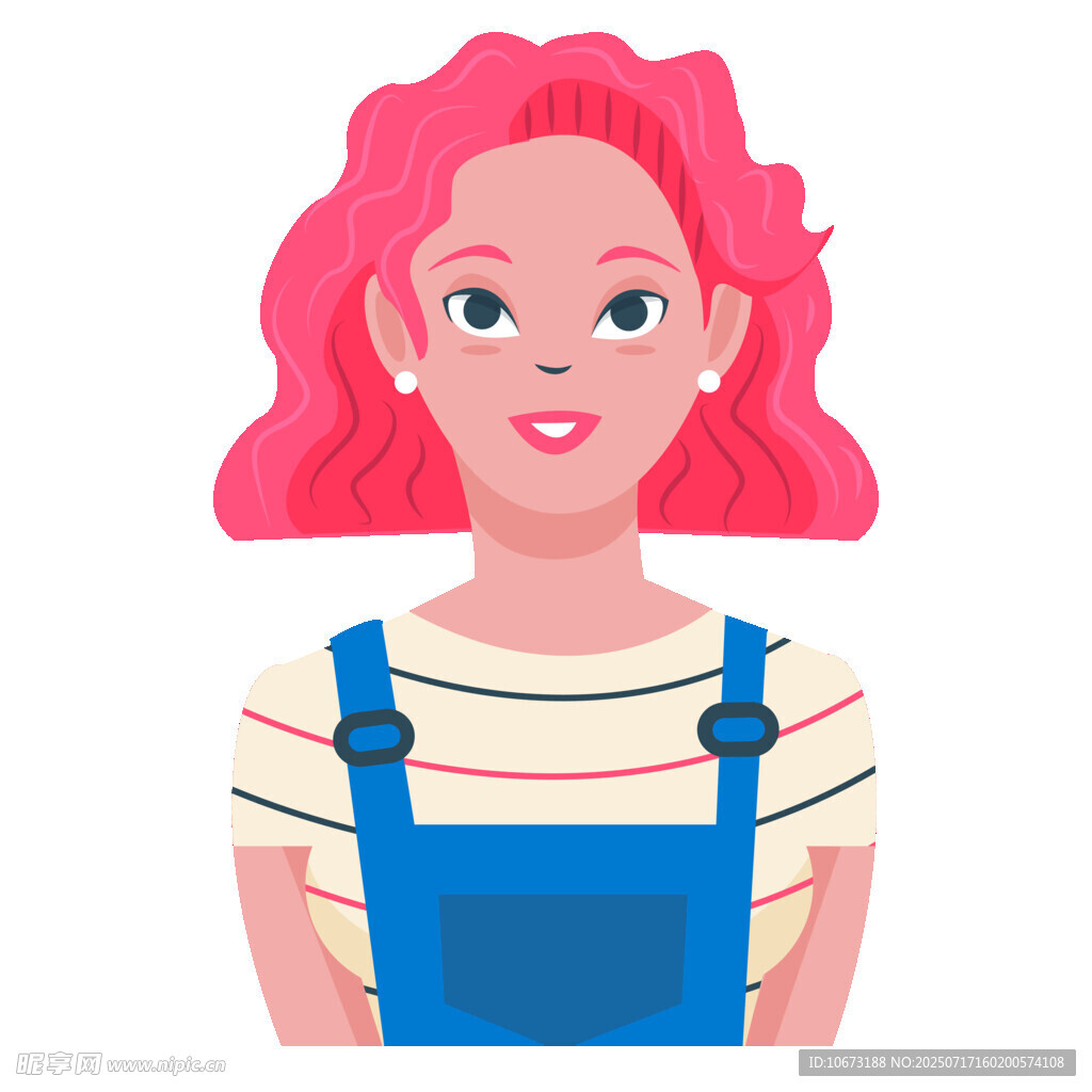 红发背带装女孩形象