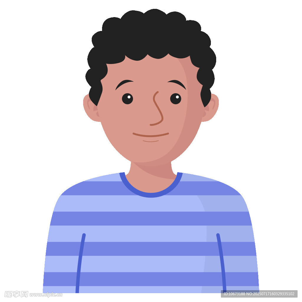 穿蓝条纹衣的微笑男子