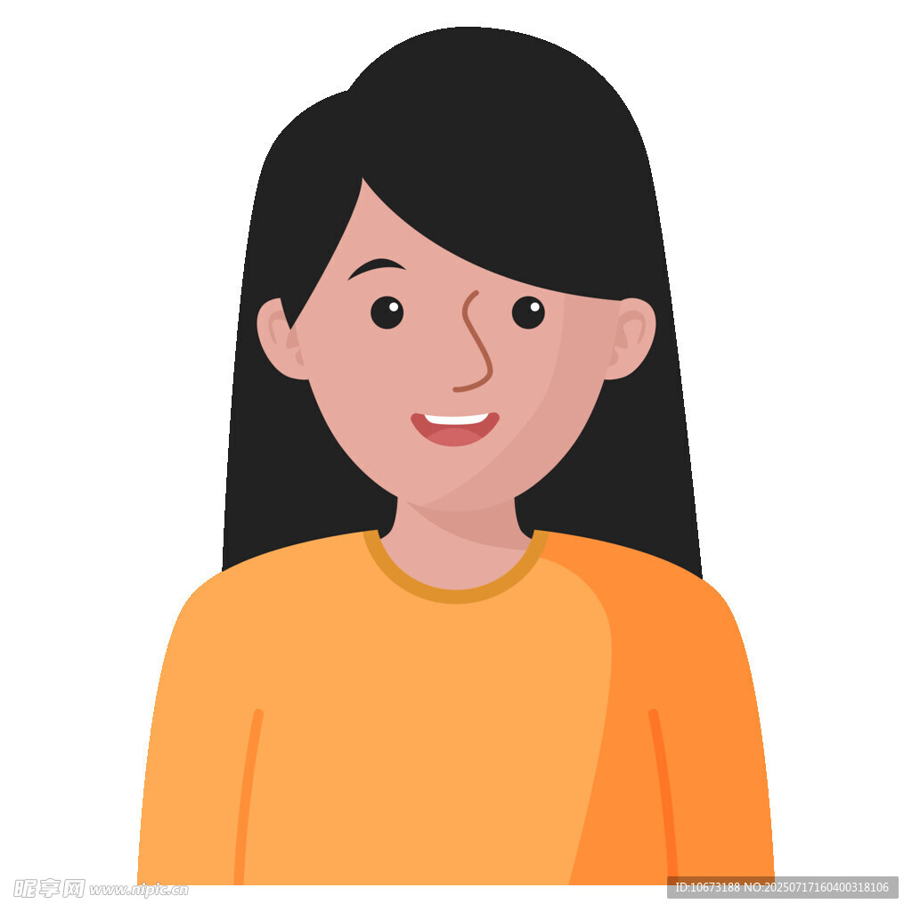 微笑的橙色上衣女性