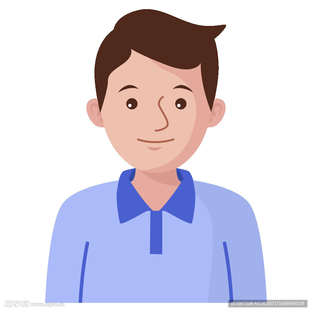 穿蓝上衣的微笑男士