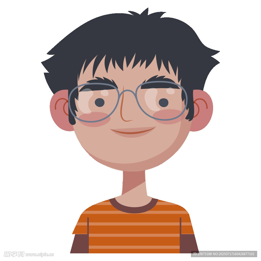 戴眼镜的条纹衫男孩