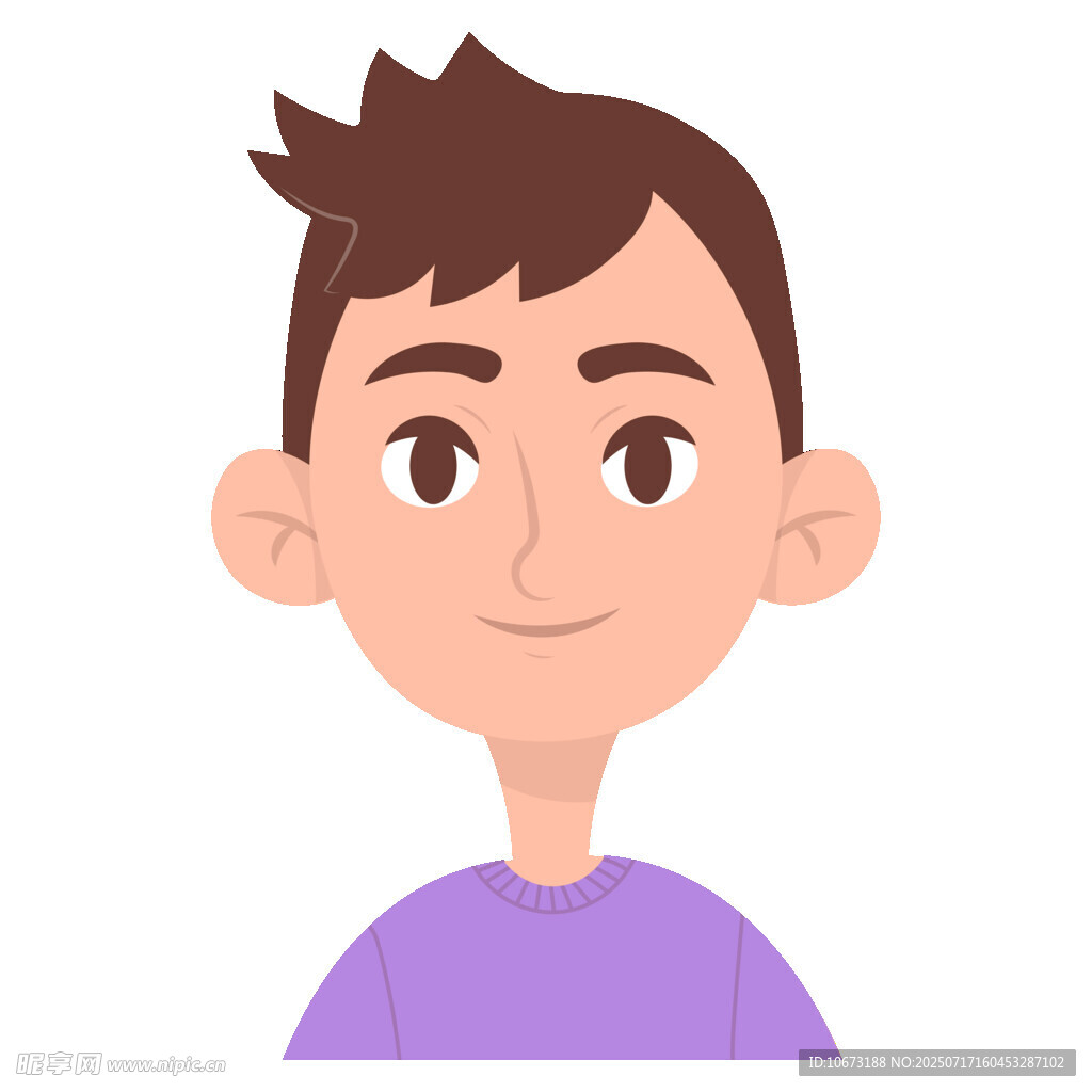 紫色上衣的卡通男孩头像