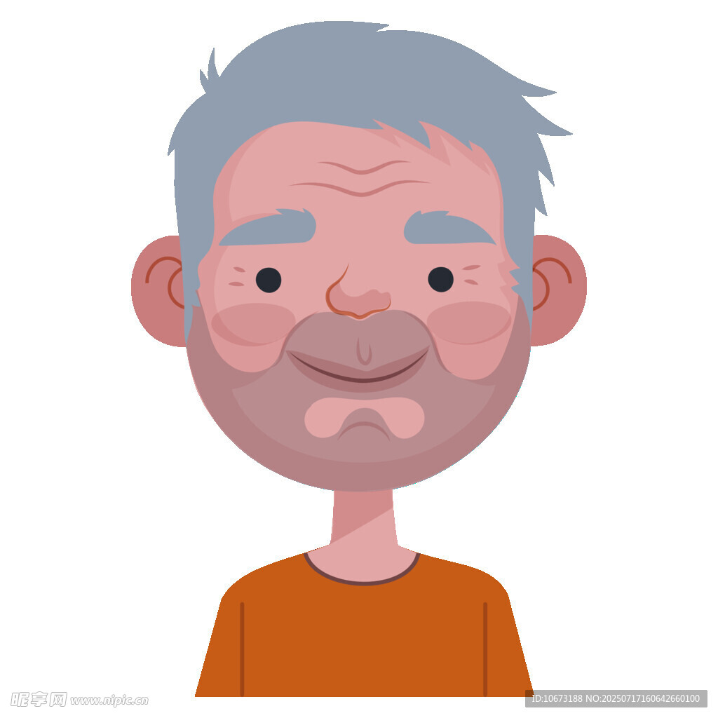 白发老人头像插画