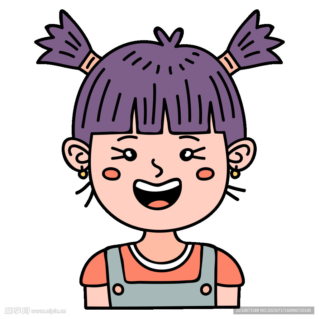 扎双马尾的开心小女孩