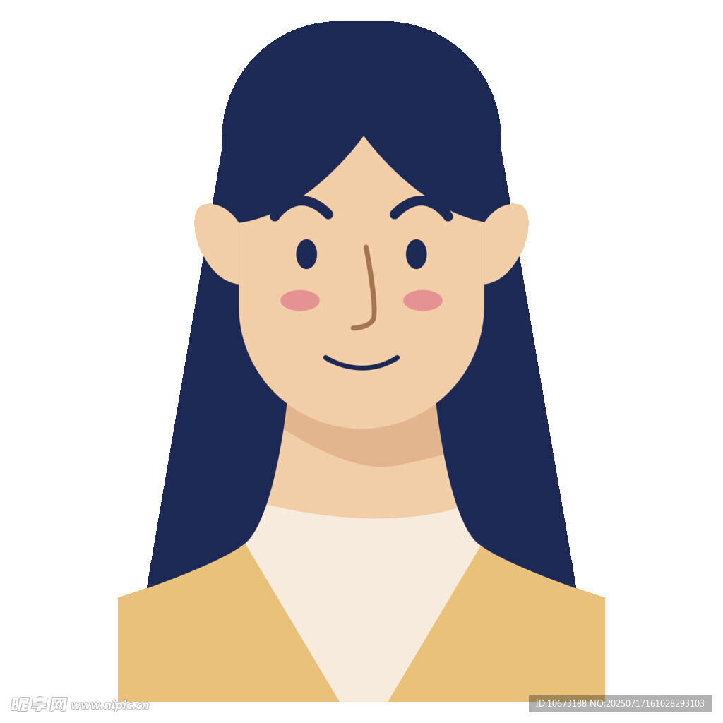 微笑长发女性头像