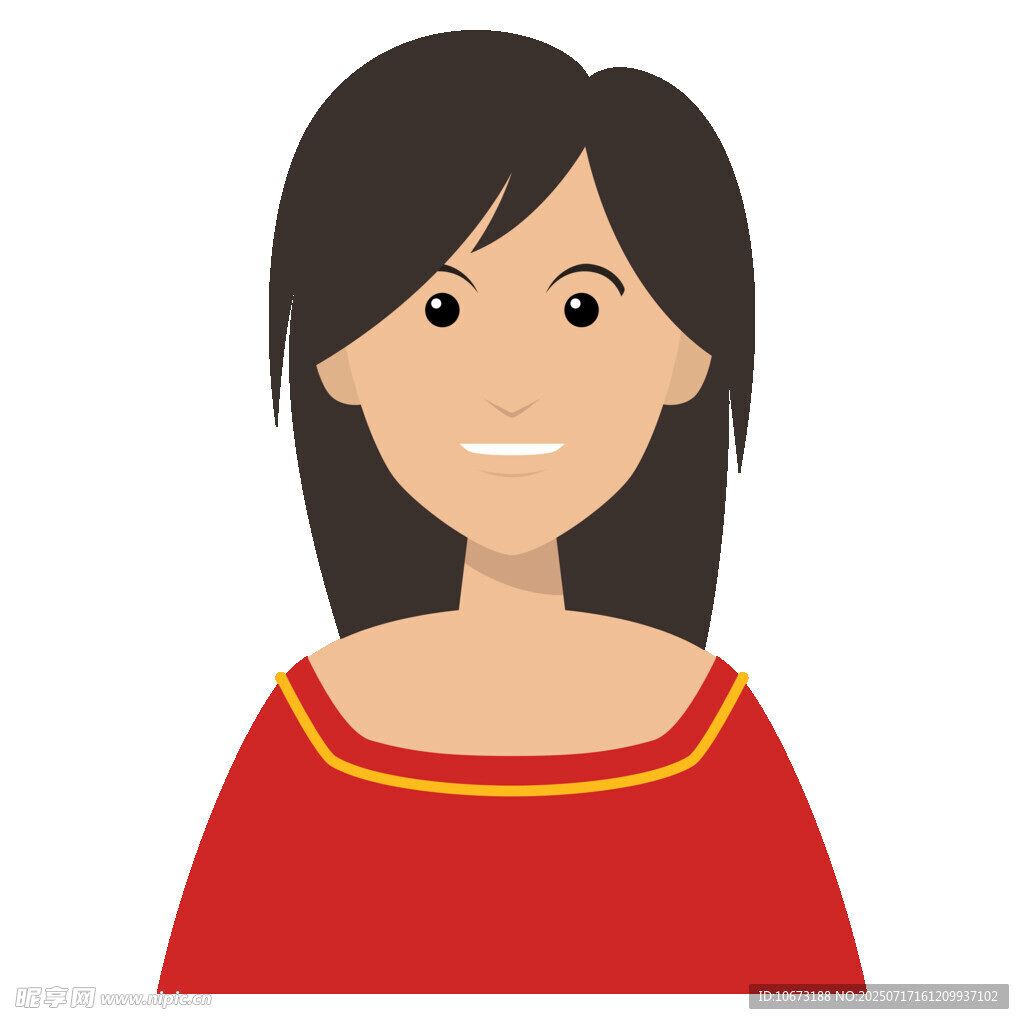 红衣微笑女性头像