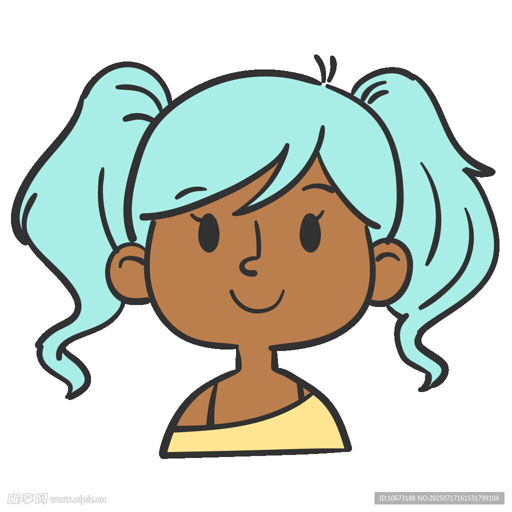双马尾蓝发女孩头像