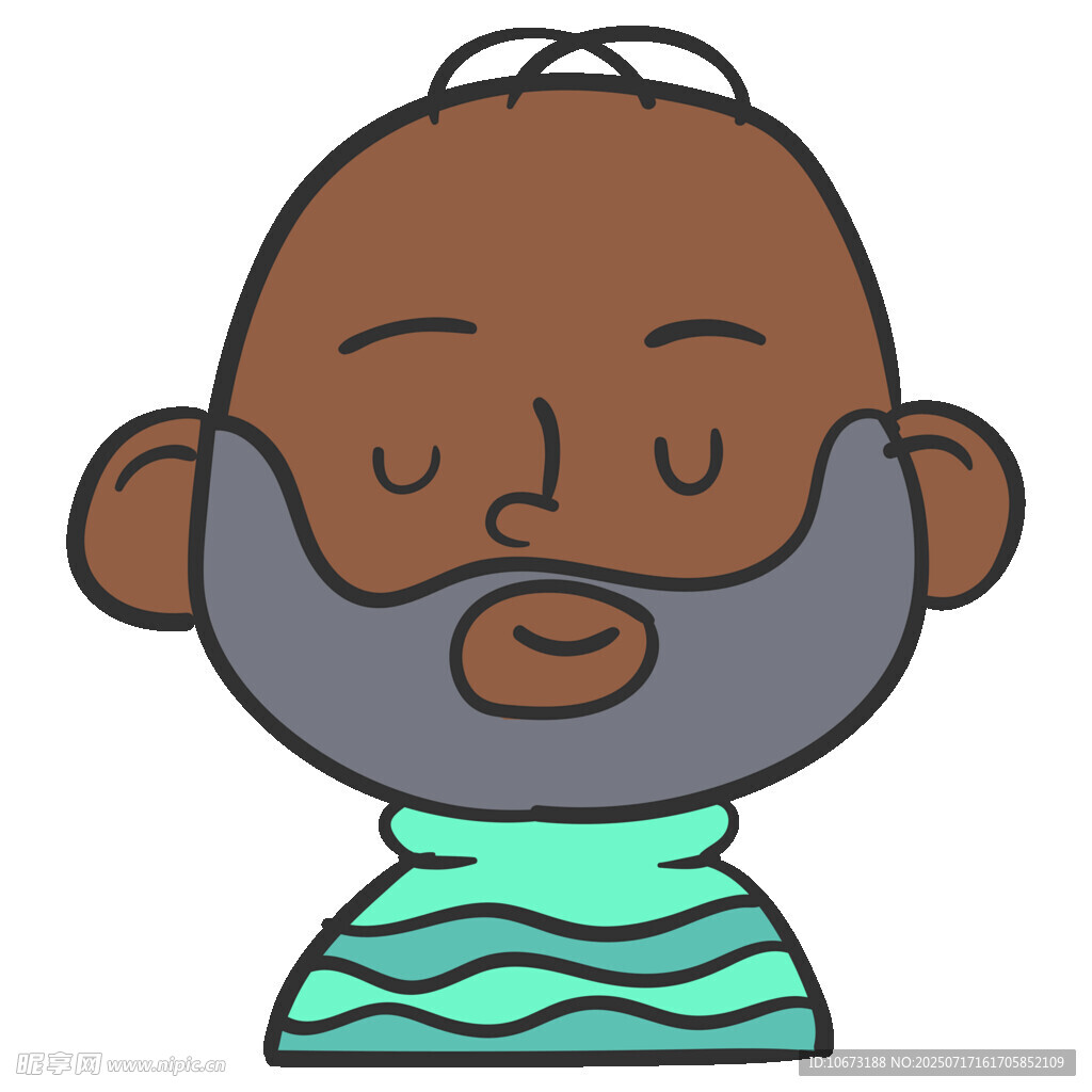 闭眼微笑的胡须男子头像