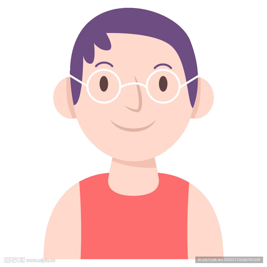 戴眼镜穿红背心的男子