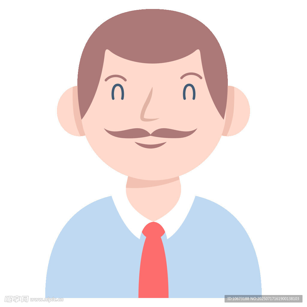 戴红领带的小胡子男士