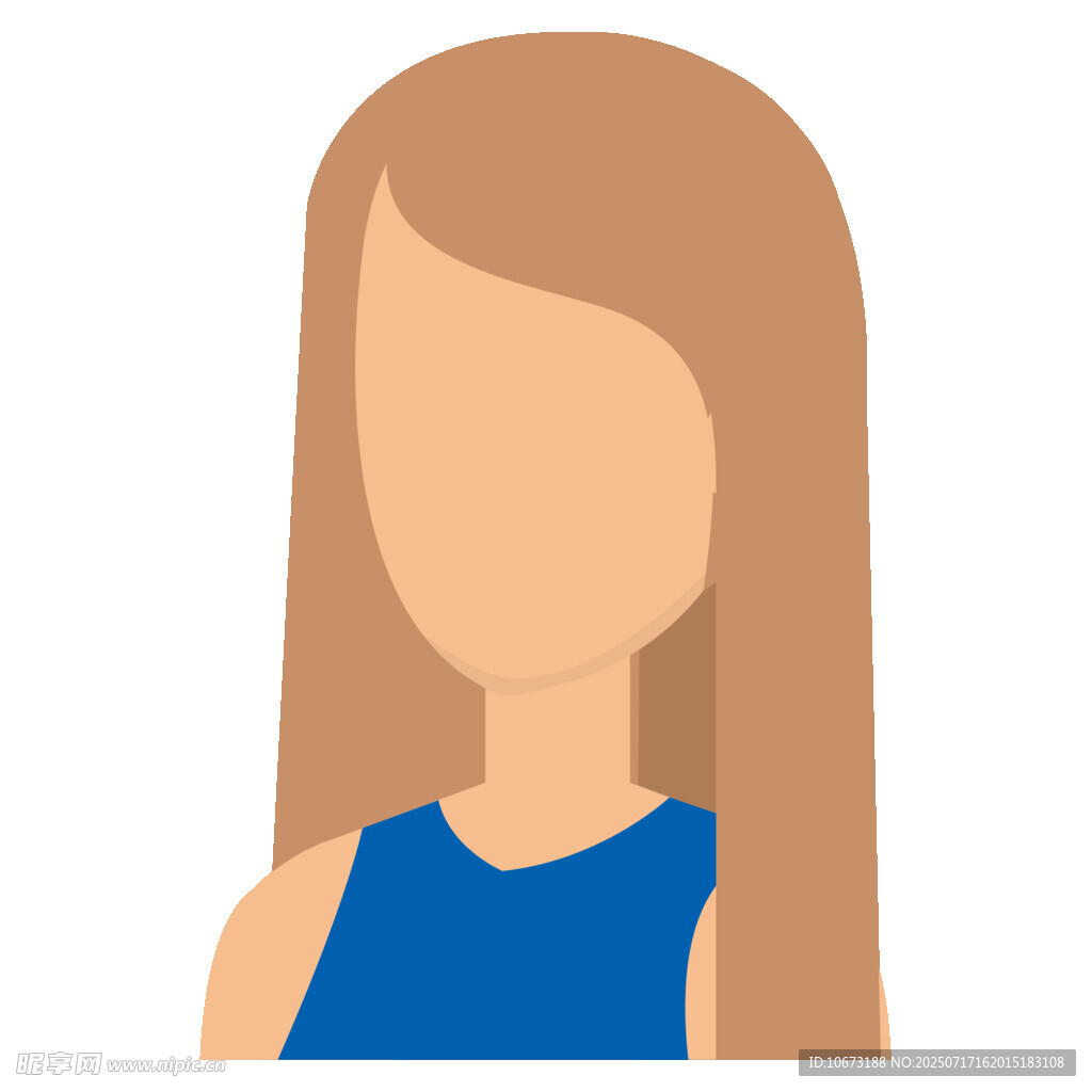 长发蓝衣女性头像