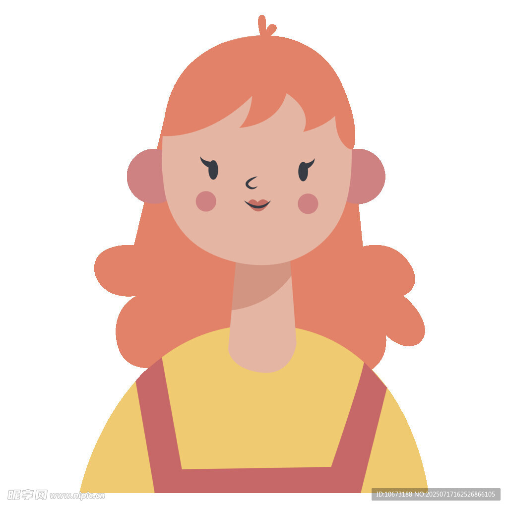 红发女孩可爱表情插画