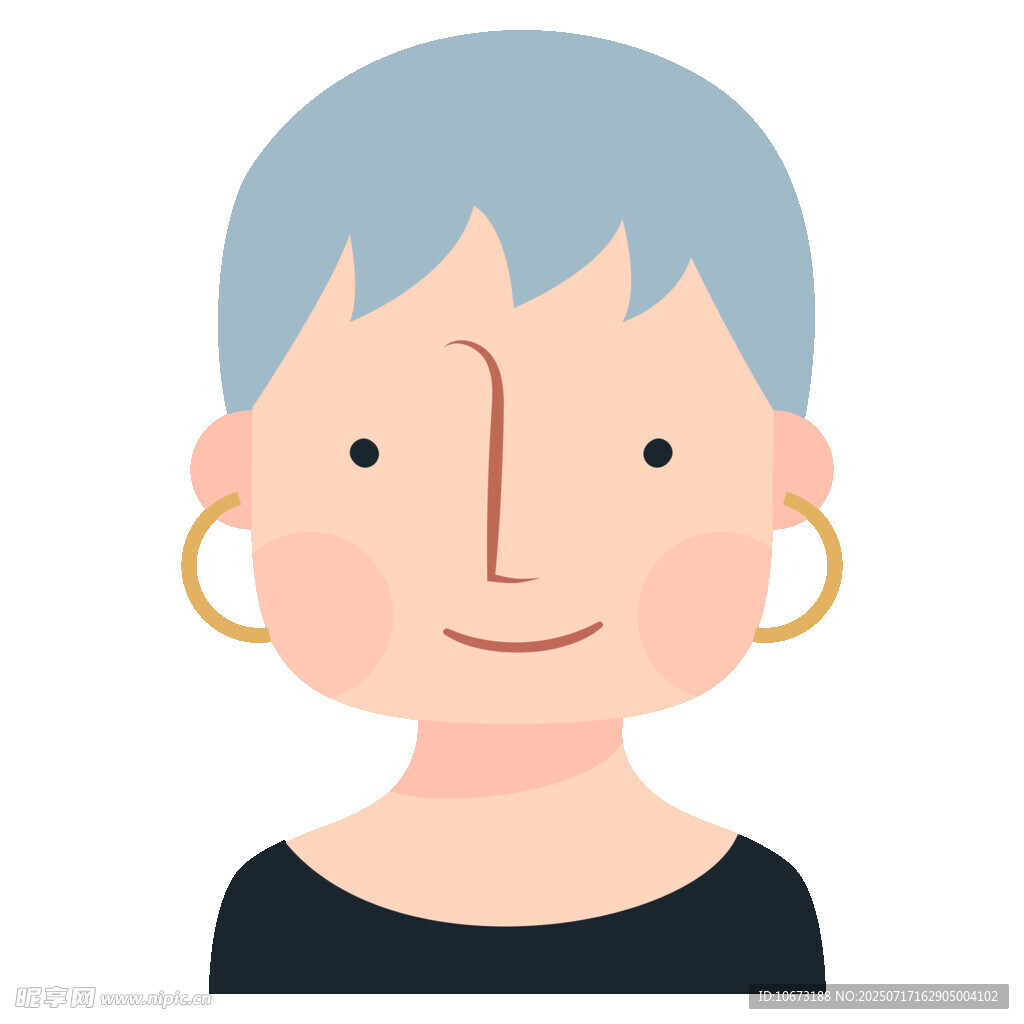 短发女士头像插画