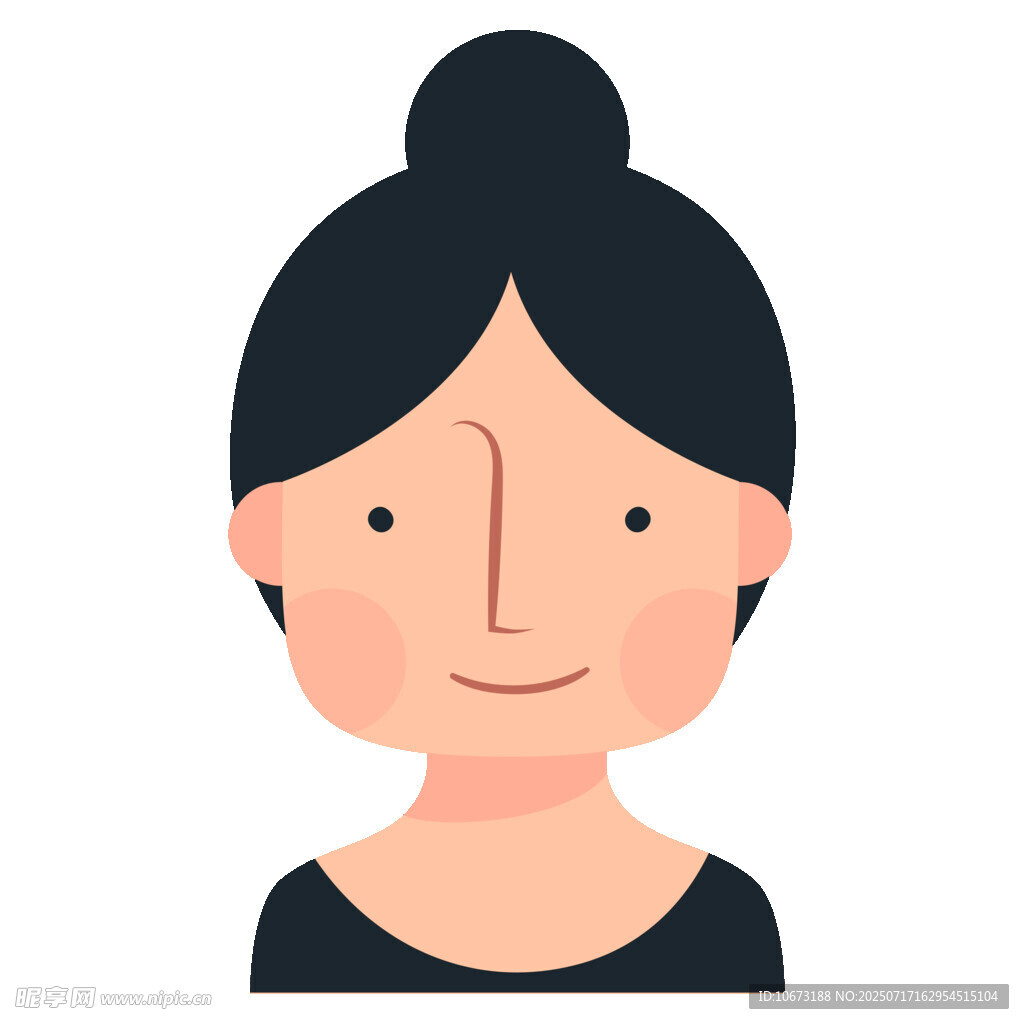 微笑的扎发髻女性头像